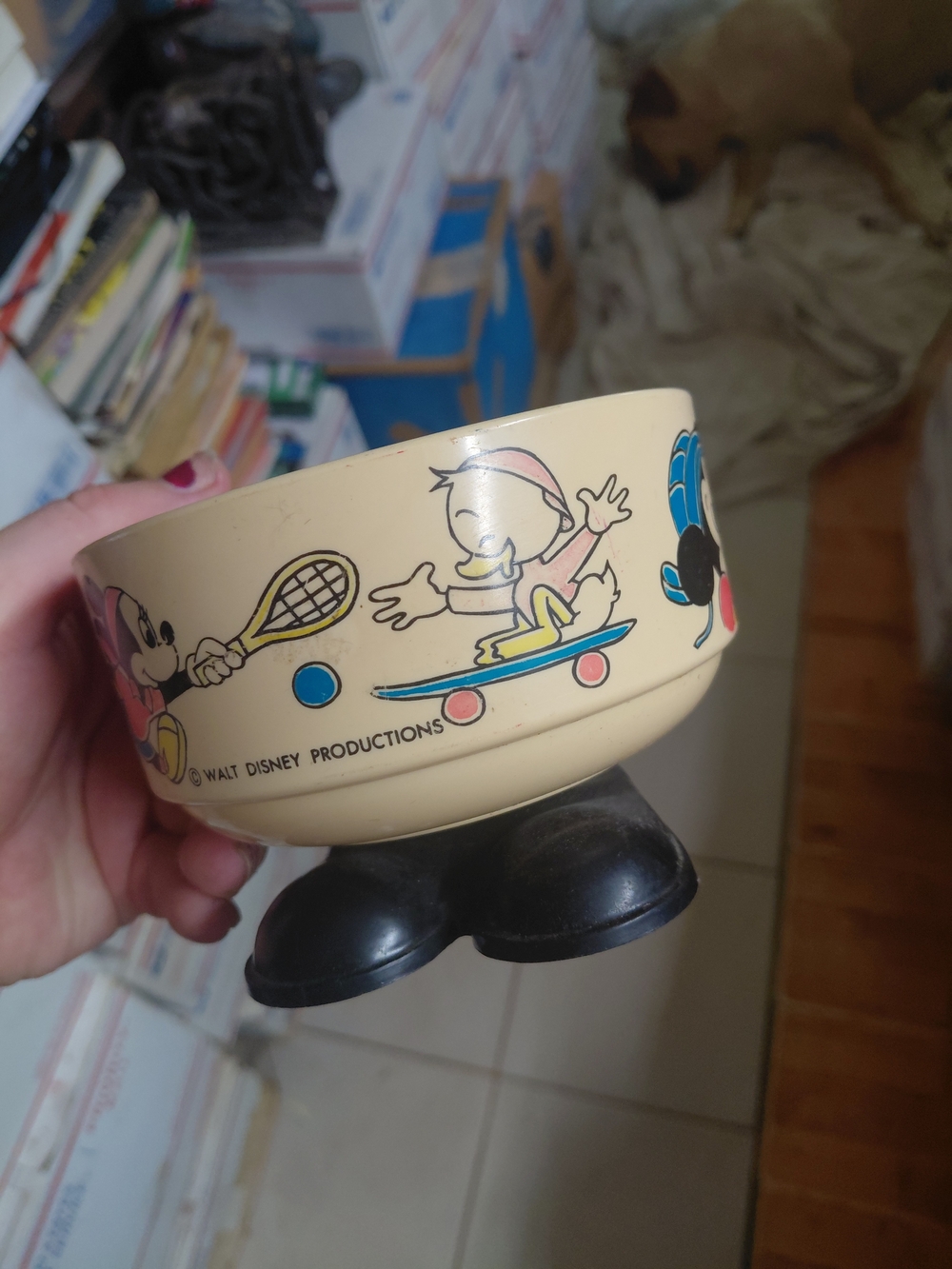 vintage Walt Disney Productions plastic footed cereal or snack bowl